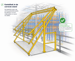 kantelhek in correcte positie voor juiste workflow